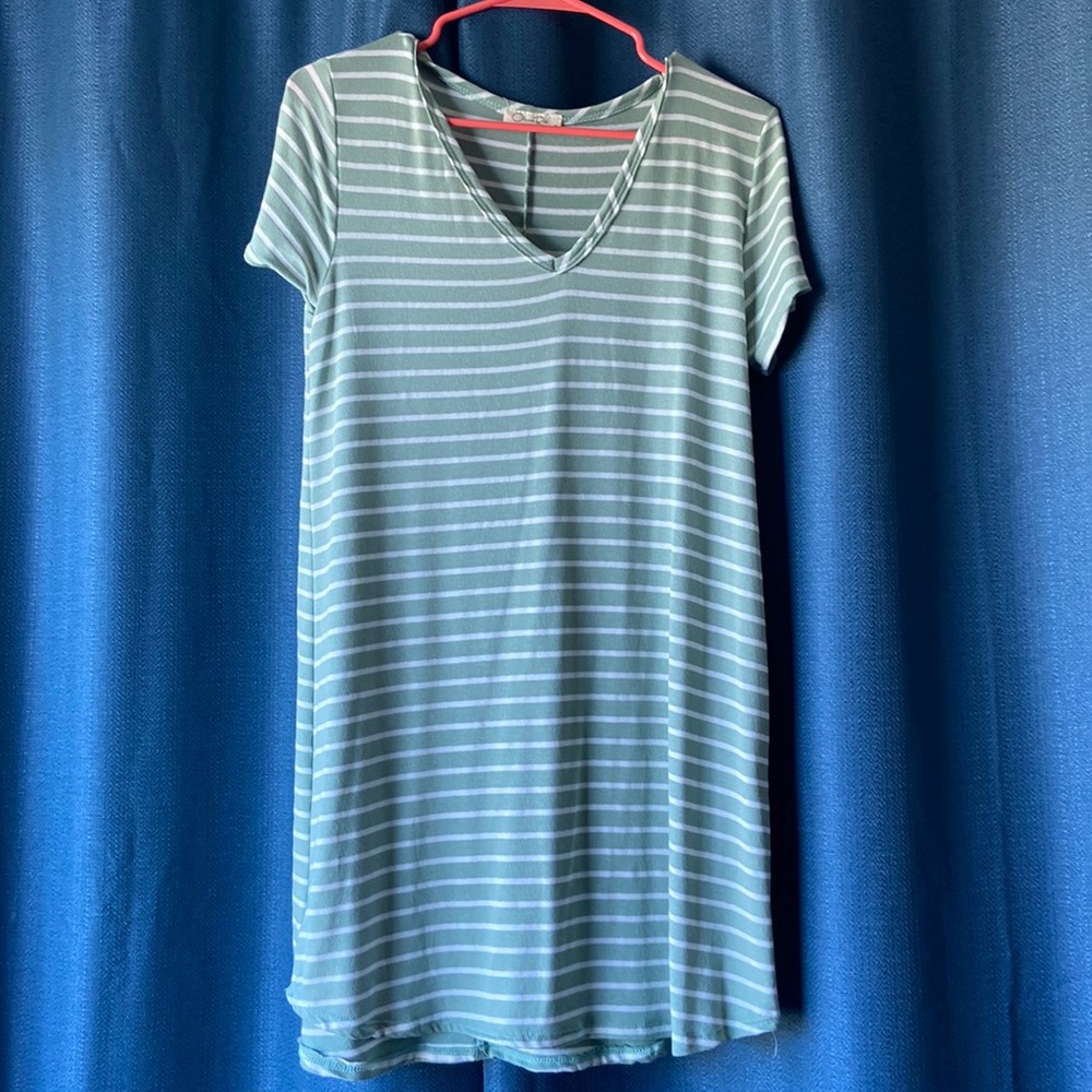 Green Stripe Mini Dress